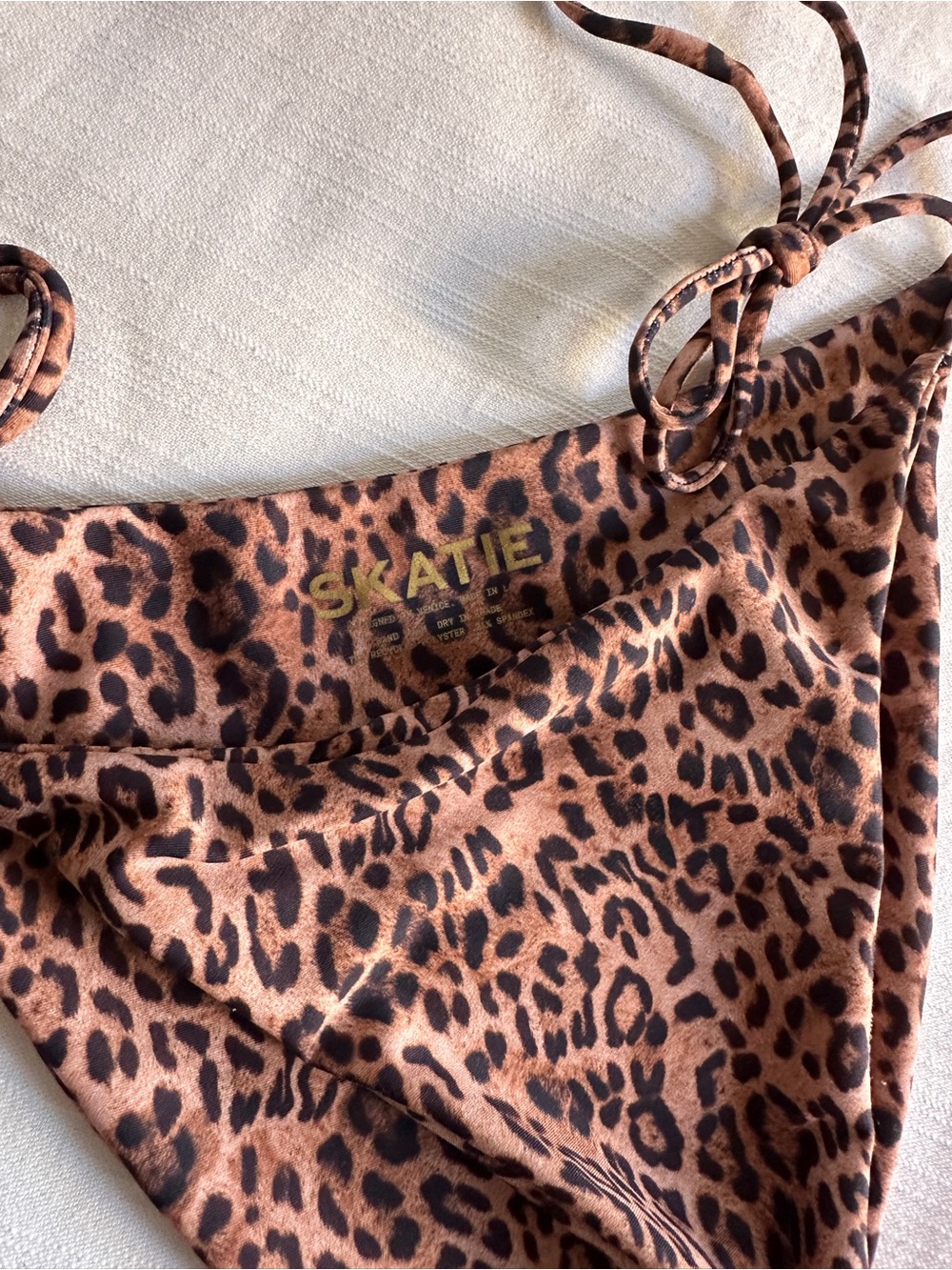 SKATIE Leopard Print Tie-Adjustable Bikini Top L - Bottom M  NWOT - Picture 8 of 13